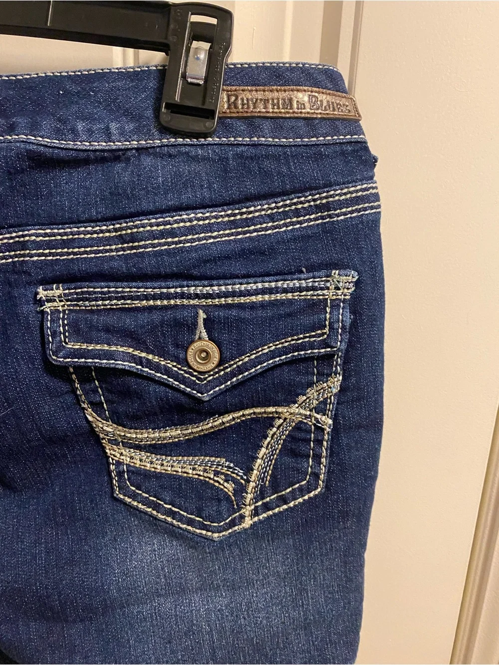 Rhythm In Blues 10 Jeans Shorts Dark Blue Stretch Denim Flap Pockets